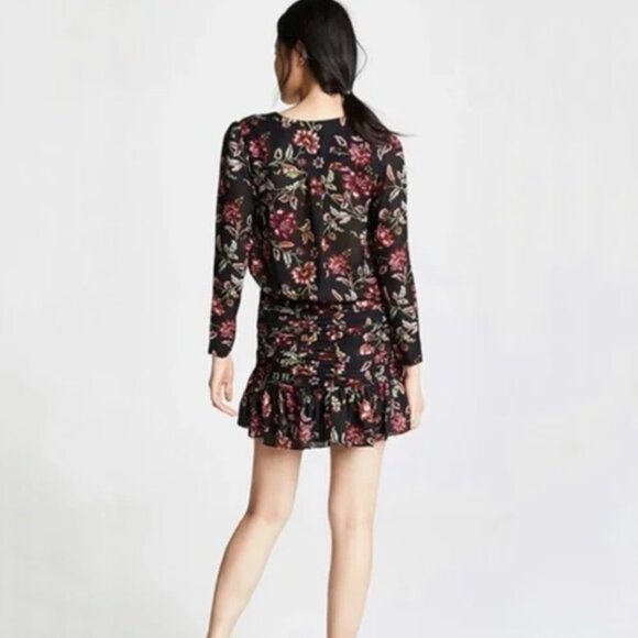 ALC Haven Silk Floral Dress Black 4 Mini Romantic Plazacore Wedding Guest Party - Picture 16 of 16